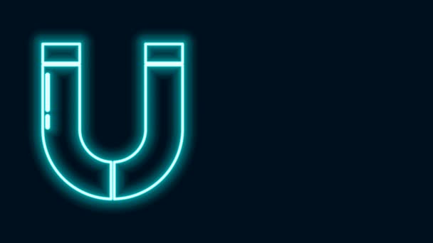 Leuchtende Leuchtschrift Magnet-Symbol isoliert auf schwarzem Hintergrund. Hufeisenmagnet, Magnetismus, Magnetisierung, Anziehung. 4K Video Motion Grafik Animation - Filmmaterial, Video