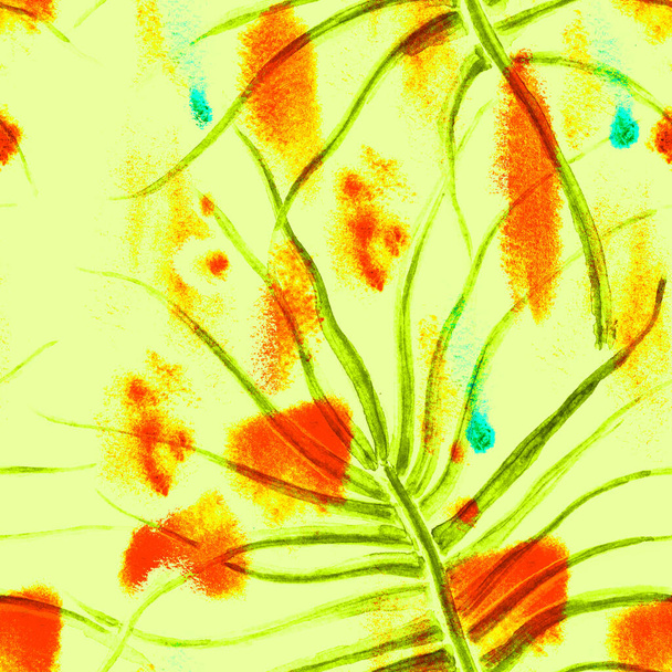 Tropical Leaf. Red Modern Motif. Jungle Print. - Фото, изображение