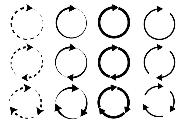 Flèches circulaires. Cercles pointillés avec des flèches. Répétez le symbole. Rechargez les infographies. Illustration vectorielle. Image de stock. - Vecteur, image