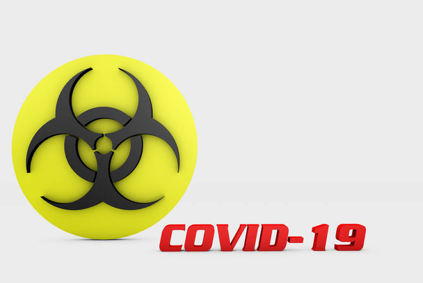 ウイルス, BIOHAZARD covid 19 SYMBOL, CORONAVIRUS, Flu coronavirus, flu coronavirus, microview,パンデミックウイルス感染,アジアインフルエンザ, OMS,世界保健機関(WHO) 3D RENDER. - 写真・画像