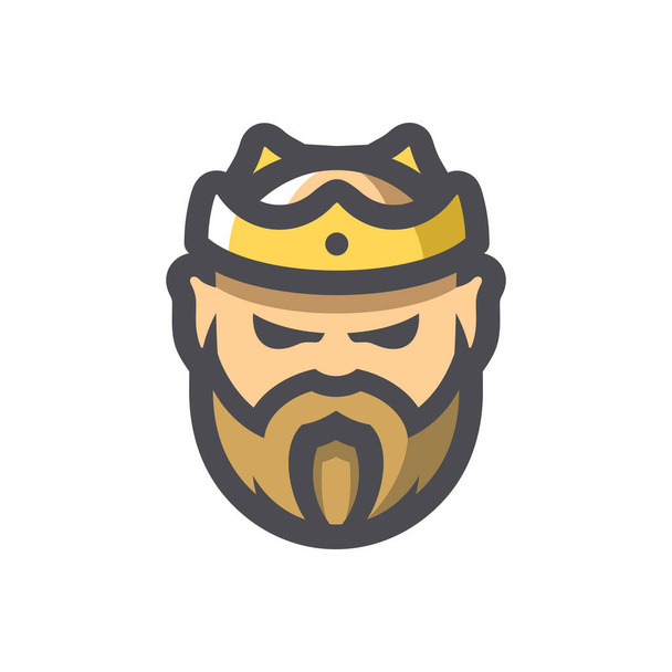 Bearded King with a Crown Vector icon Cartoon illustration - Vector, Imagen