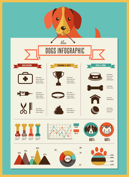 Köpekler Infographic ve simge seti - Vektör, Görsel