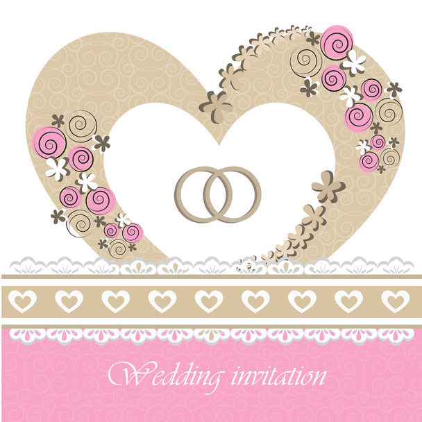 Wedding invitation card with floral elements. - Vector, afbeelding