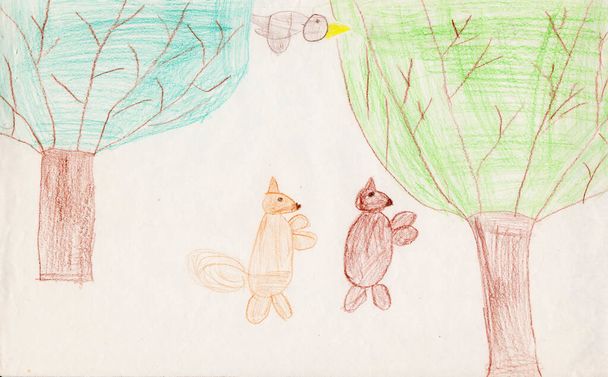 Crayon pour enfants Forest Oeuvre d'art - Photo, image