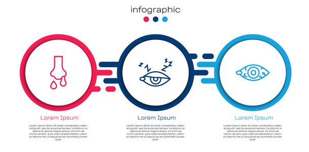 Set line Runny nose, Insomnia and Reddish eye. Business infographic template. Vector. - Vector, Image