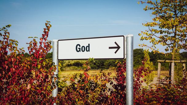 Straßenschild weist den Weg zu Gott - Foto, Bild