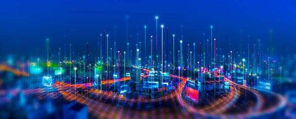 Redes de ciudades inteligentes y comunicación en la era de la IA (comunicación inalámbrica en el mundo)) - Foto, Imagen