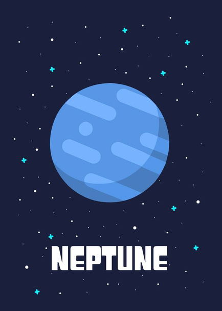 El diseño del planeta Neptuno, ilustraciones vectoriales de los planetas neptune en estilo de dibujos animados. - Vector, Imagen