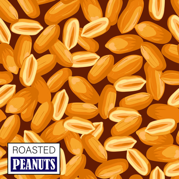 Roasted Peanut nut seed. Peanuts seamless pattern. Realistic nuts. Template for packaging. - Vector, Image