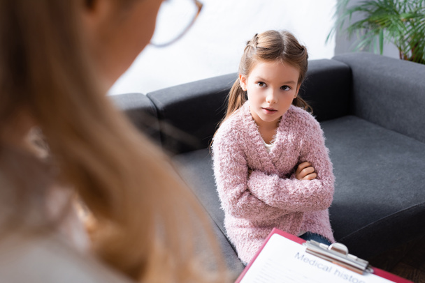 little girl patient talking to psychologist - Photo, Image