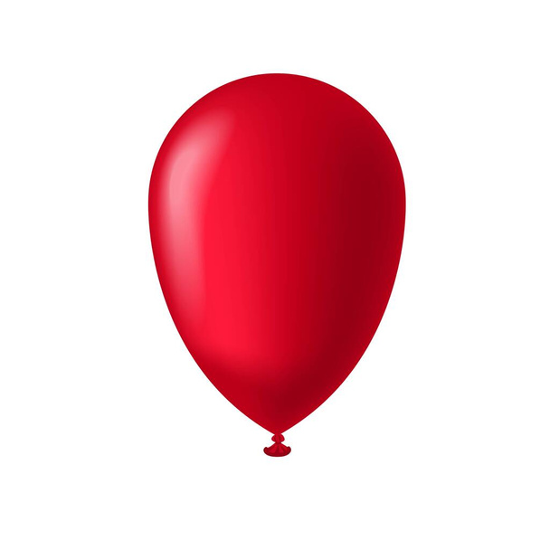 Φουσκωτό 3d κόκκινο μπαλόνι για τις διακοπές. Παιδικό μπαλόνι ανοιχτού κόκκινου χρώματος. Απομονωμένο σε λευκό φόντο, υπάρχει μια θέση για μια επιγραφή - Διάνυσμα, εικόνα