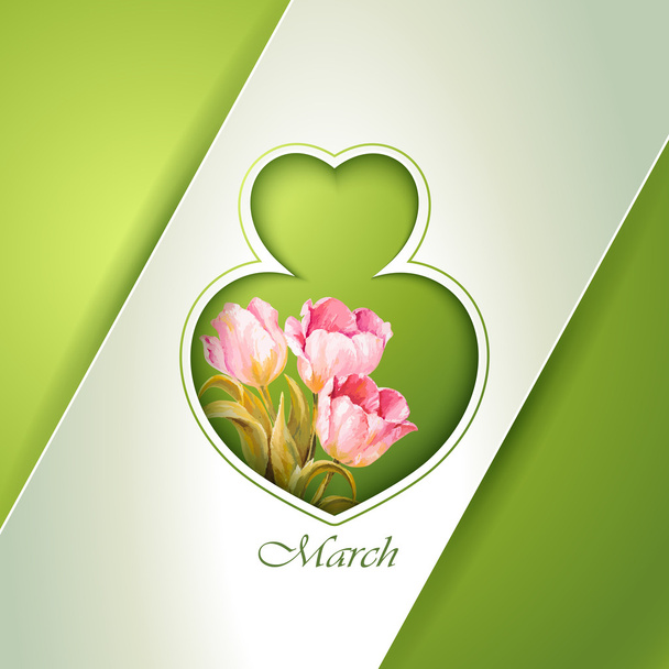 Spring flowers invitation template card. - Vettoriali, immagini