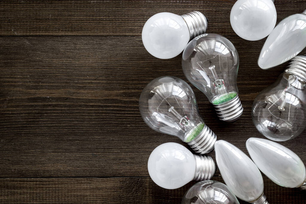 Renewable eco energy concept - light bulbs, top view - Foto, imagen