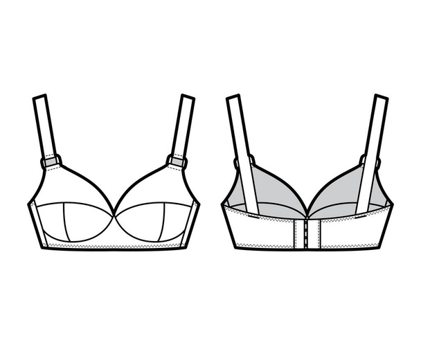 Білизна для вагітних Бюстгальтер технічної моди ілюстрація з регульованими плечовими ремінцями, формованими чашками, закриттям гака і очей
 - Вектор, зображення