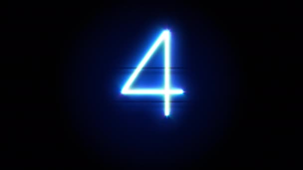 Неонове число 4 з'являється в центрі і зникає через деякий час. Циклічна анімація синього неонового символу
 - Кадри, відео