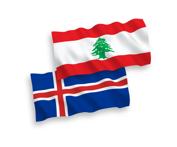 vlajky Libanonu a Islandu na bílém pozadí - Vektor, obrázek