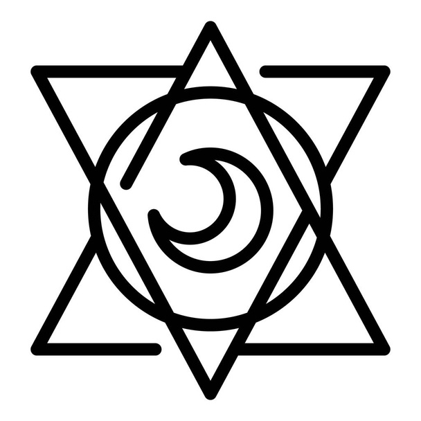Mystical moon icon, outline style - Вектор,изображение