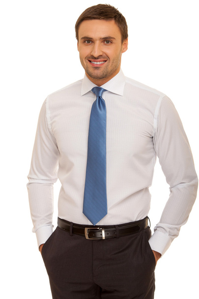 Portrait of young happy smiling business man - Photo, Image