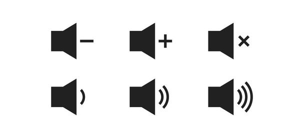 Conjunto de volumen de sonido icono aislado. Botón de audio plano vectorial sobre fondo blanco. Símbolo para reproductor de música - Vector, imagen