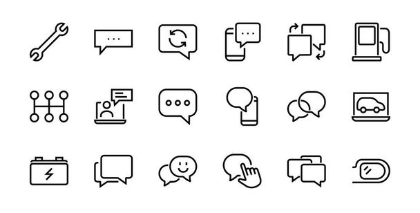 Einfache Reihe von Botschaftszeilenvektorzeilensymbolen. enthält Symbole wie Gespräche, SMS, Benachrichtigungen, Gruppenchats und mehr. Essbarer Schlaganfall. 48x48 Pixel perfekt, weißer Hintergrund. - Vektor, Bild