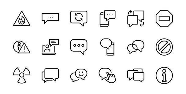 Prosty zestaw ikon linii wektorowej wiadomości. zawiera ikony, takie jak rozmowy, SMS, powiadomienia, czat grupowy i inne. Edytowalny udar. 48x48 pikseli idealny, białe tło. - Wektor, obraz