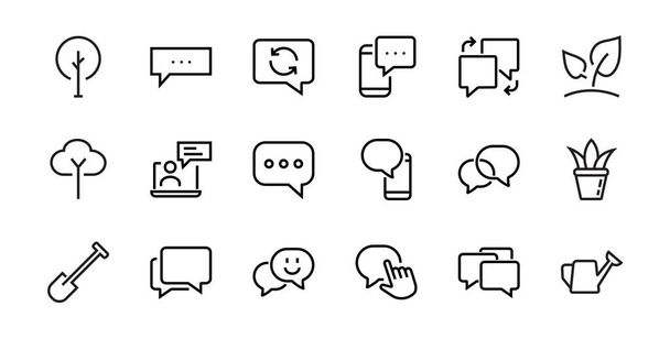 Semplice set di icone della riga vettoriale del messaggio. contiene icone come conversazione, SMS, notifiche, chat di gruppo e altro ancora. Ictus modificabile. 48x48 pixel perfetto, sfondo bianco. - Vettoriali, immagini