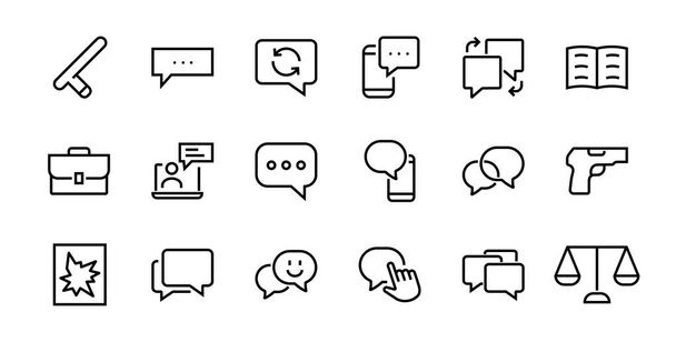 Semplice set di icone della riga vettoriale del messaggio. contiene icone come conversazione, SMS, notifiche, chat di gruppo e altro ancora. Ictus modificabile. 48x48 pixel perfetto, sfondo bianco. - Vettoriali, immagini
