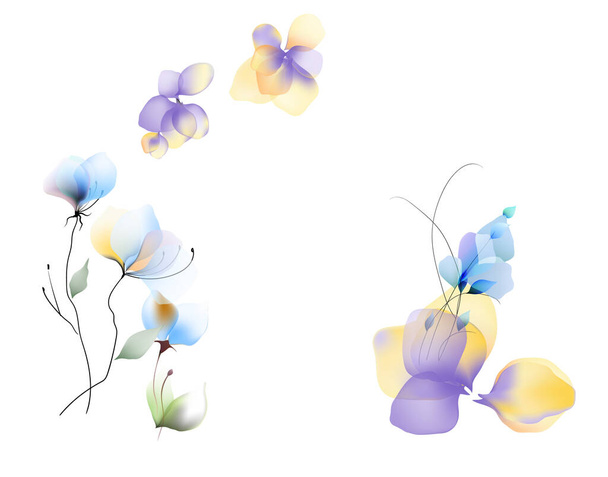 Watercolor flowers template frame vignette invitation illustration - Vektör, Görsel