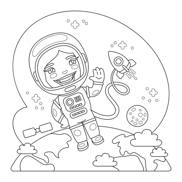 Kolorowanka astronauta - Wektor, obraz