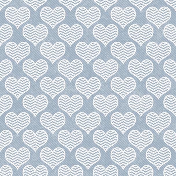 Blue and White Chevron Hearts Pattern Repeat Background - Photo, Image