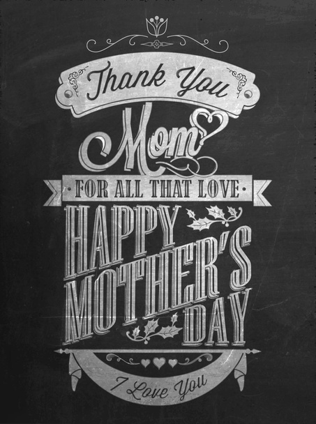 Vintage Happy Mother's Day On Blackboard - Vector, Image