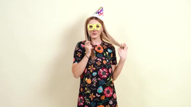 The mature young woman is having fun on her birthday. - Footage, Video