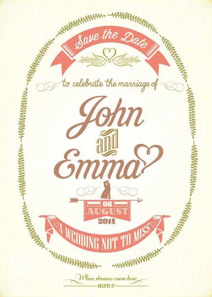 Save The Date Wedding invitation Card - Vector, Image