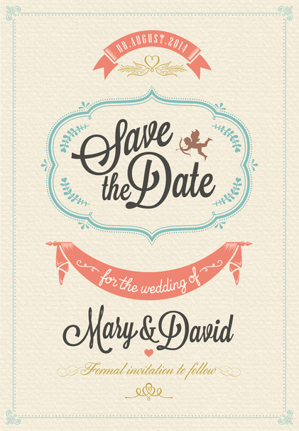 Guardar la fecha, Tarjeta de invitación de boda
 - Vector, Imagen