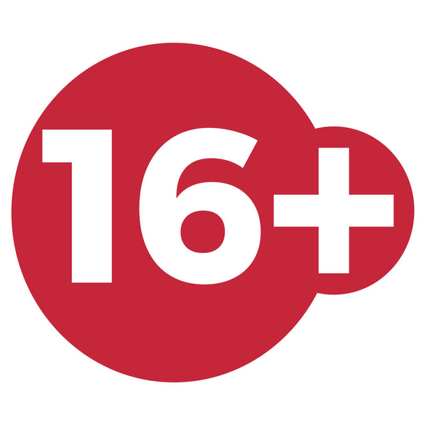 Círculo icono de gota roja con límite de edad aislado sobre fondo blanco - Vector, Imagen