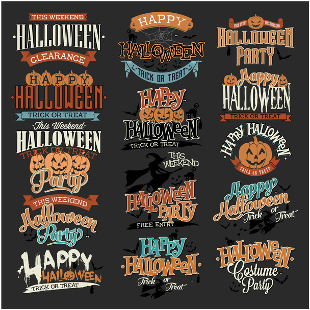 Halloween kalligrafische Designs Vektor-Set - Vektor, Bild
