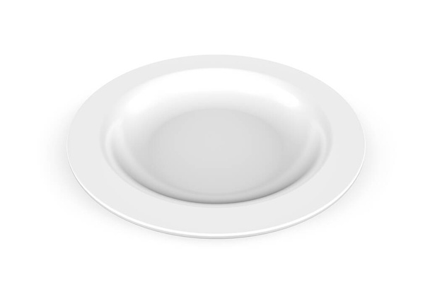 Λευκό κεραμικό πιάτο σούπα απομονώνονται σε λευκό φόντο - 3d καθιστούν - Φωτογραφία, εικόνα