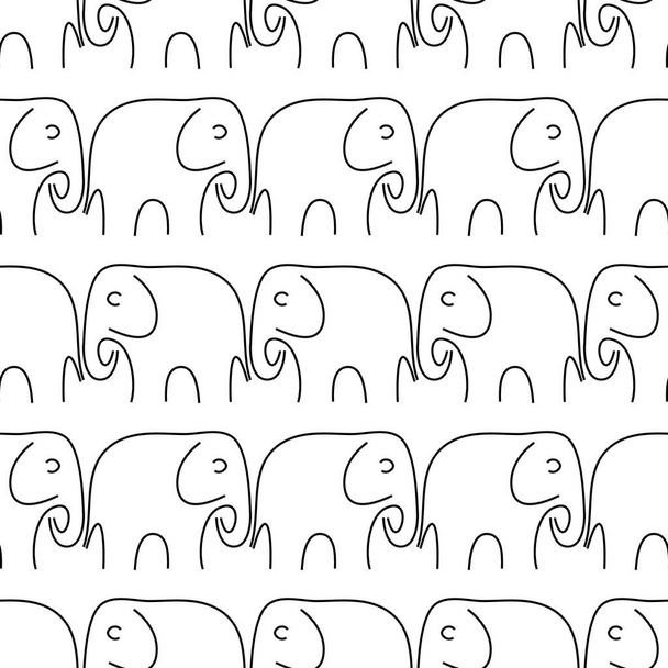Seamless texture with a herd of elephants - Vector, Image