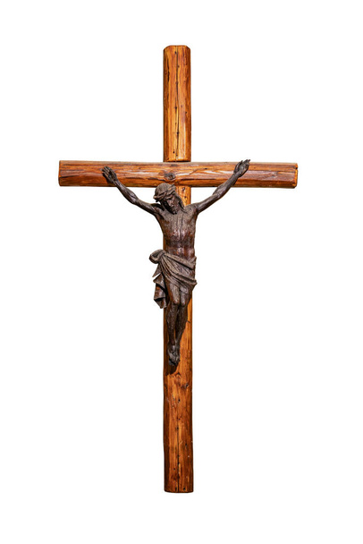 Jesus on the cross isolated on white - Photo, Image
