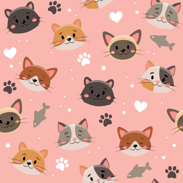 Lindo patrón de mascotas, diferentes gatos - Foto, Imagen