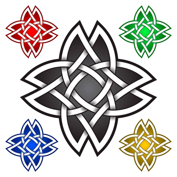 Kahdeksan tähdellä merkitty symboli kelttiläiseen tyyliin. Heimo tatuointi symboli. Hopea leima koruja suunnittelu ja näytteitä muita värejä. - Vektori, kuva