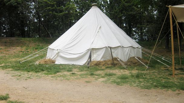 Witte en militaire tenten. - Foto, afbeelding