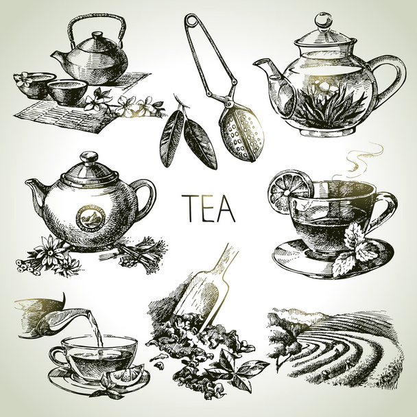 Set da tè - Vettoriali, immagini