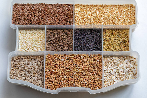 Seeds and Grains Healthy Food Selection Variety - Foto, imagen