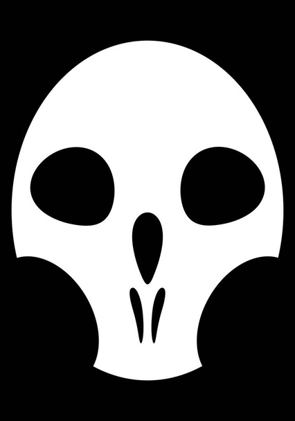 Halloween witte schedel op zwarte achtergrond - Vector, afbeelding