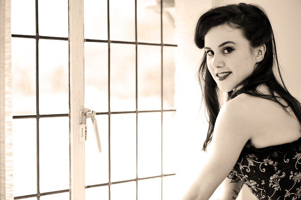 Young Pin Up Model Next to Window - Photo, Image