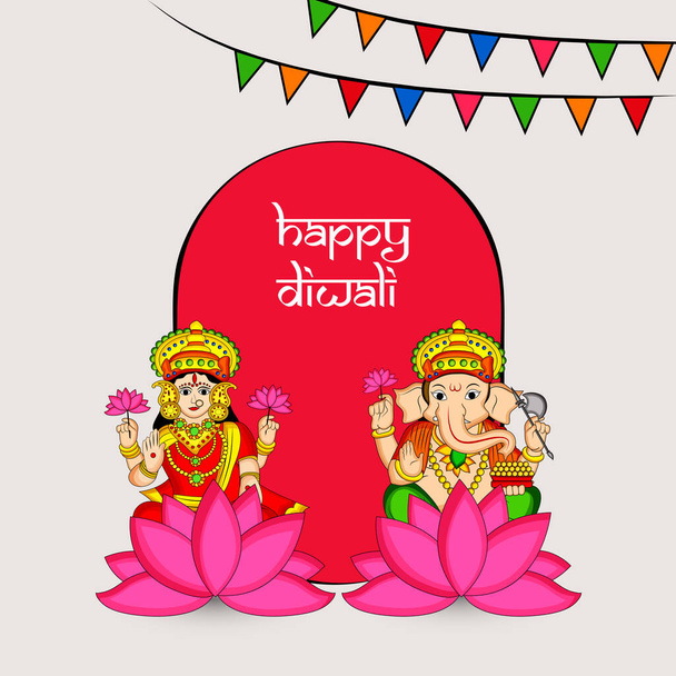 ilustrace prvků hinduistického festivalu Diwali pozadí - Vektor, obrázek