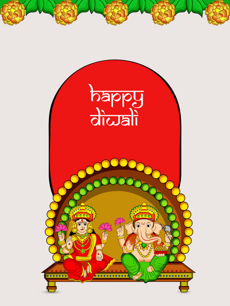 ilustración de los elementos del festival hindú Diwali fondo - Vector, imagen