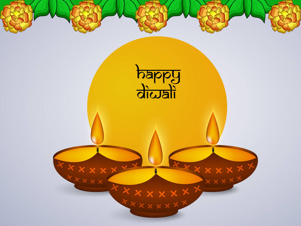ilustración de los elementos del festival hindú Diwali fondo - Vector, imagen