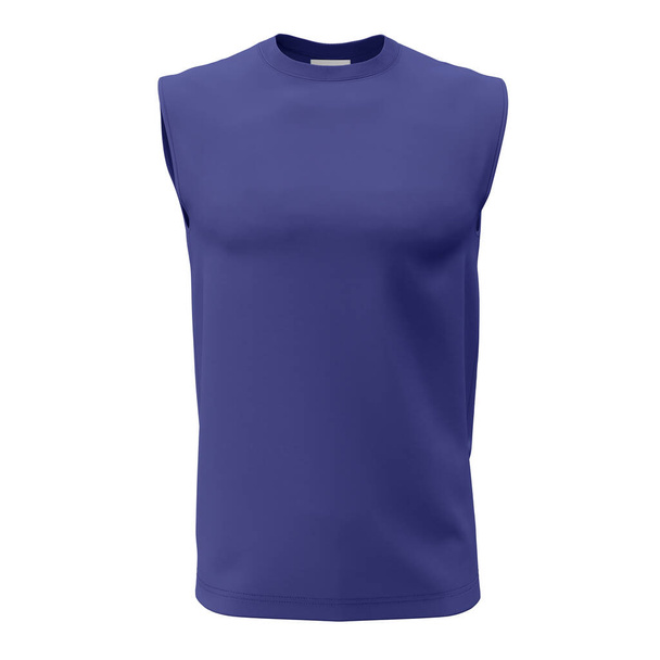 We try to make your selling easier. Just place your design on this Front View Muscle Tank Top Mock Up In Royal Blue Color For Men. - Photo, Image